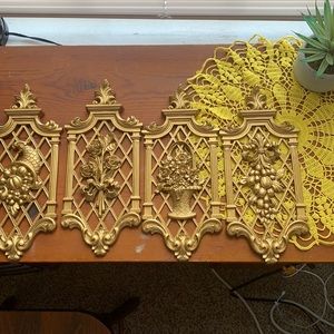 4 Piece Vintage Syroco wall hanging decor gold